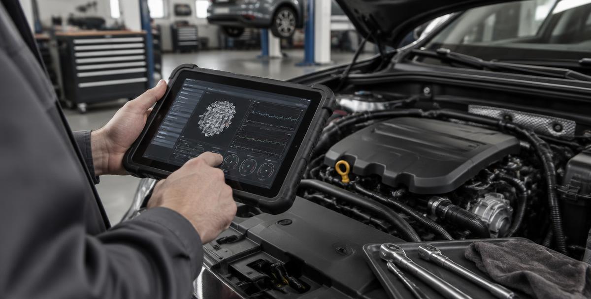 Professionelle Fahrzeugdiagnose am Motor